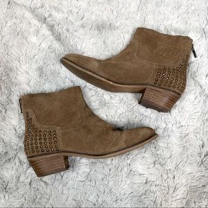 Marc Fisher zen tan brown suede studded booties 7